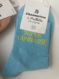 Chaussettes Super Connasse turquoise et orange