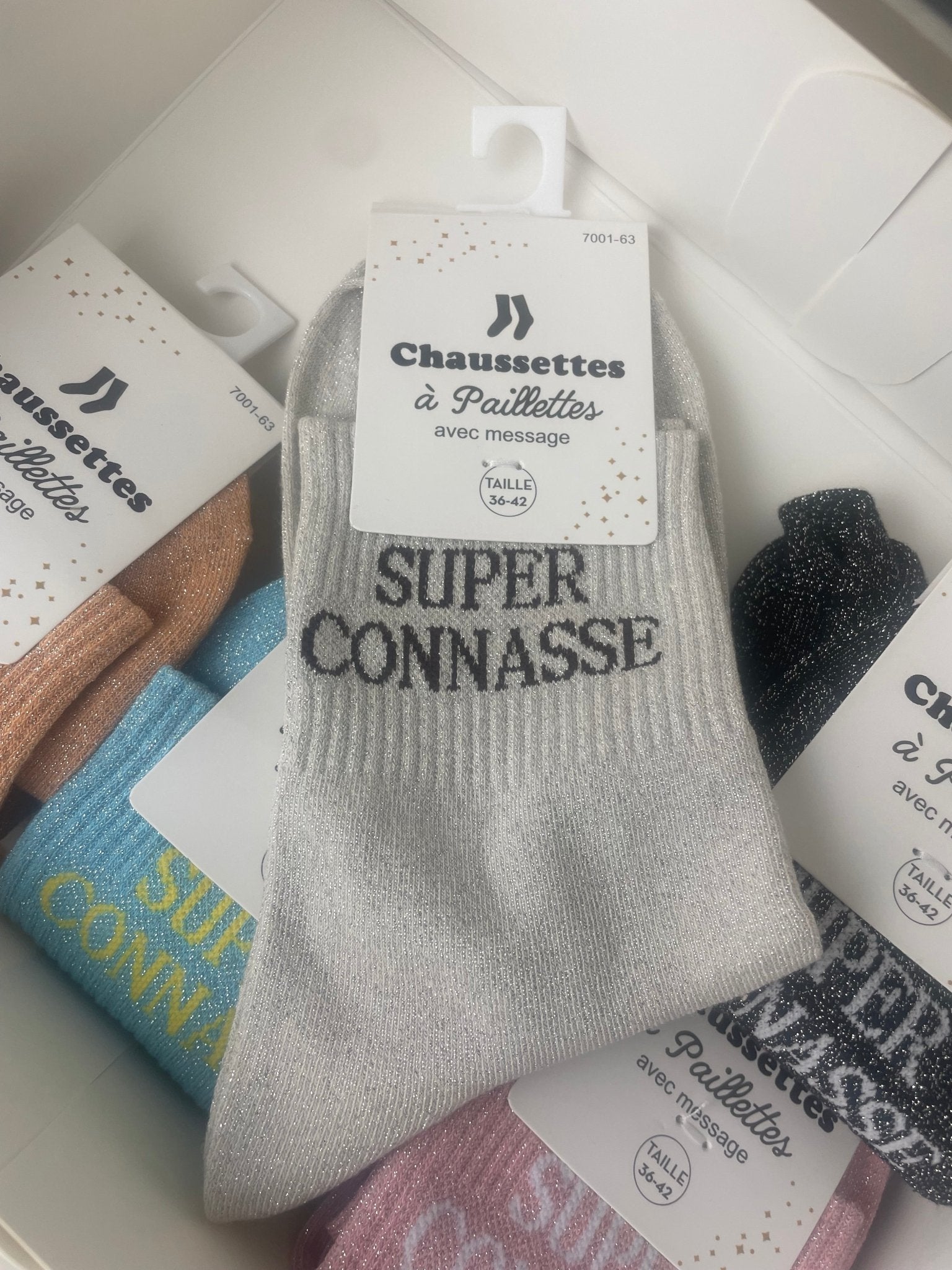 Chaussettes Super Connasse Paillettes 76% Coton – 36 - 42 - Mam’s Ailes
