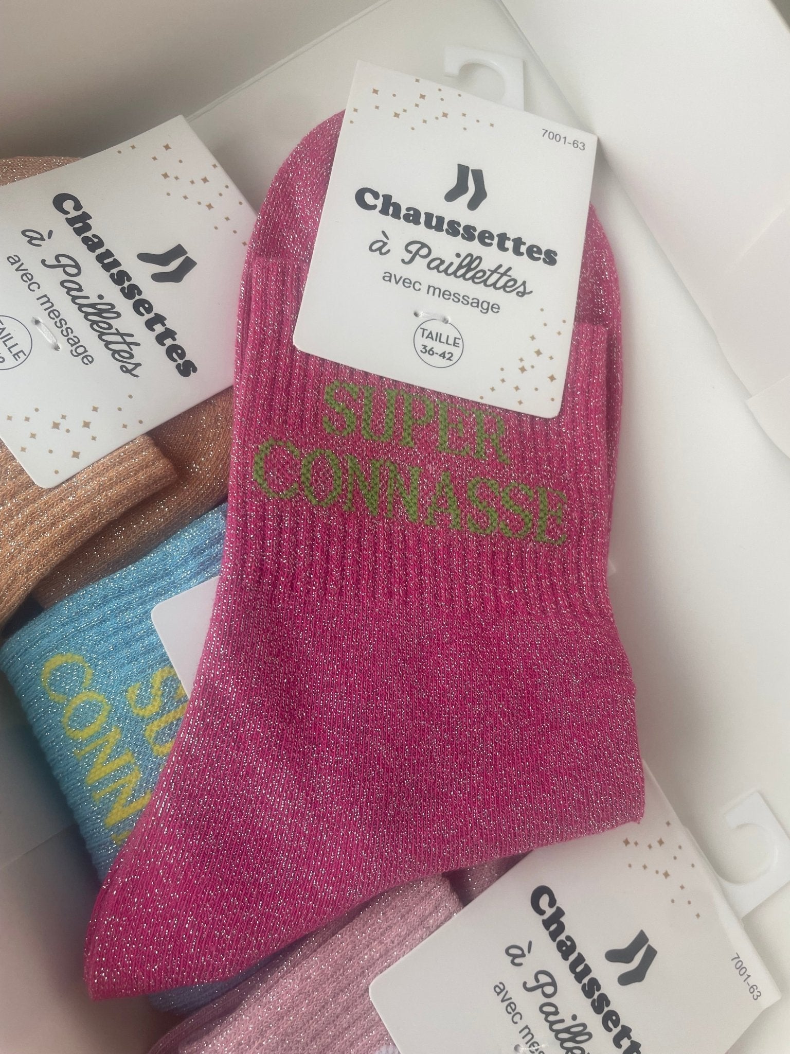 Chaussettes Super Connasse Paillettes 76% Coton – 36 - 42 - Mam’s Ailes