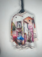 Vue de dos sur cintre, chemise femme touché lin, made in italy