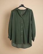 Chemise Margot velours côtelé vert bouteille cintre face dos long 75 cm made in Italy