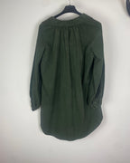 Chemise Margot velours côtelé vert bouteille dos cintre longueur 75 cm 100% coton