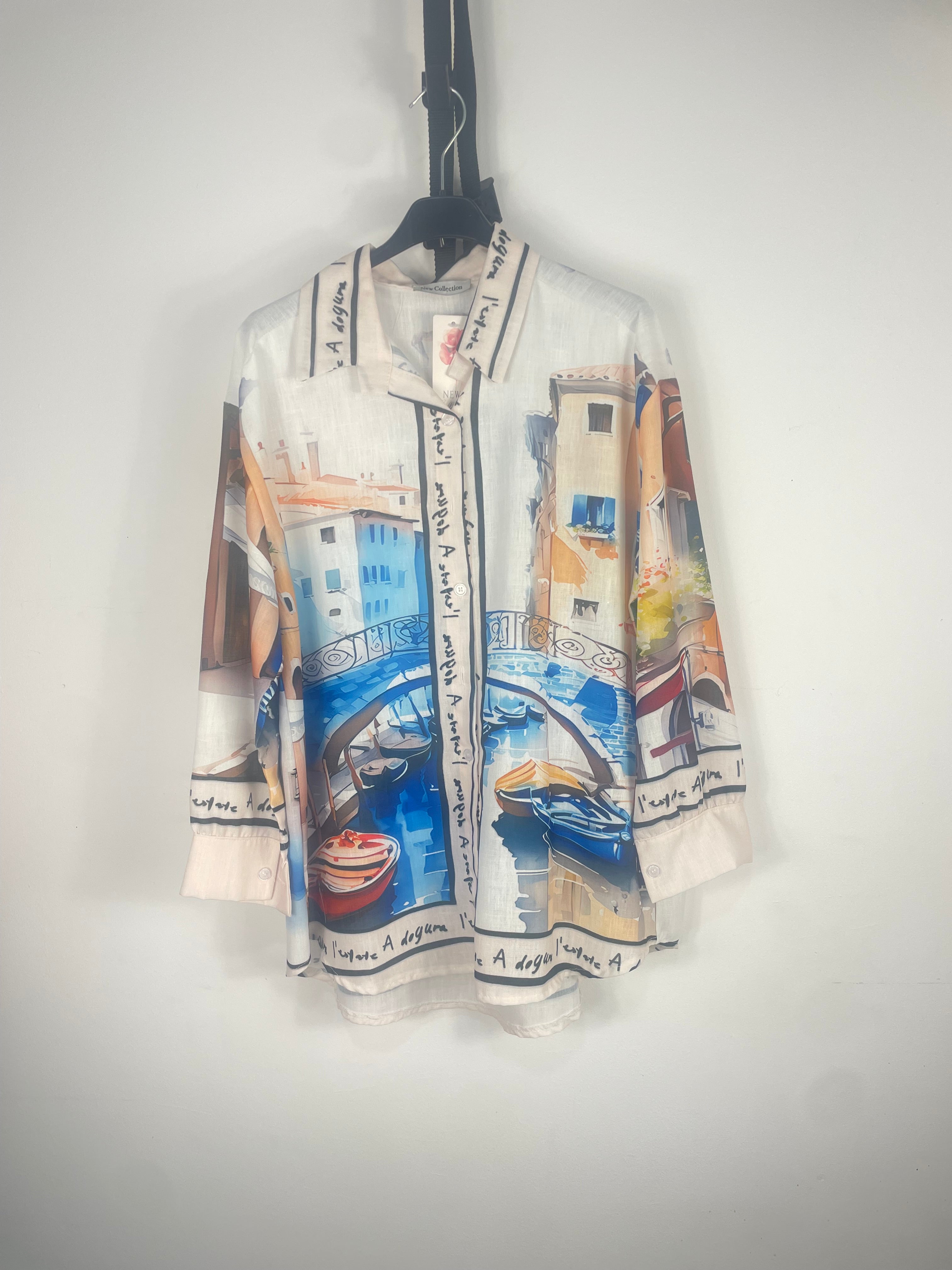 Chemise bleue paysage Venise made in Italy - Mamsailes