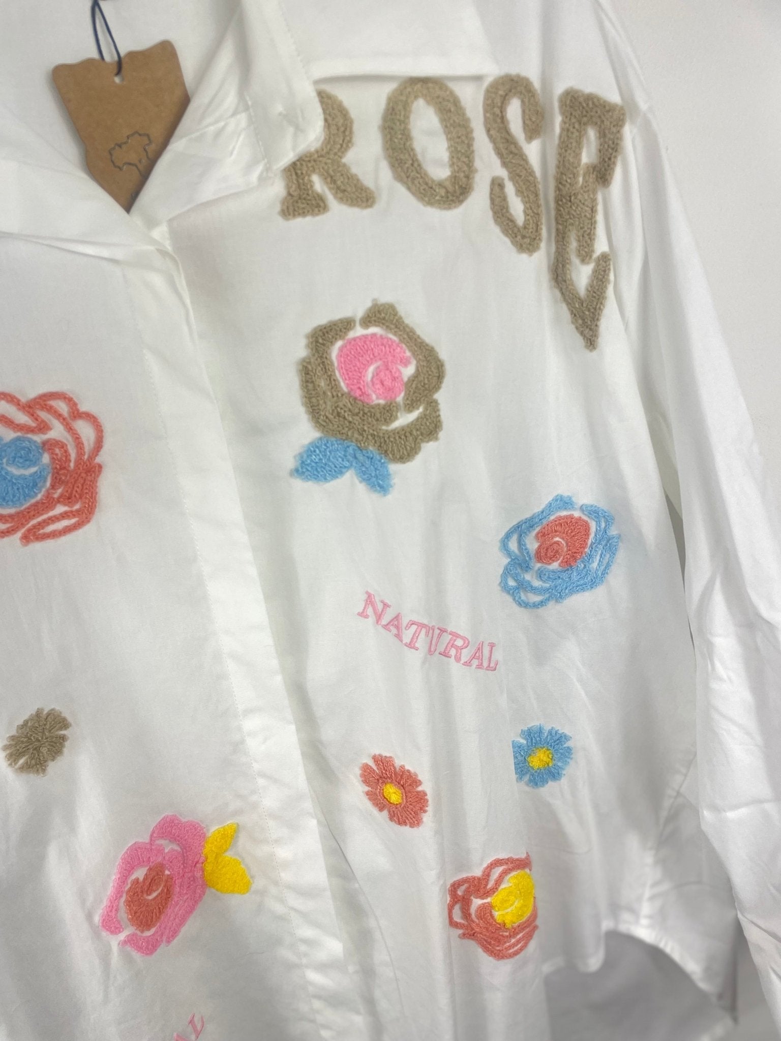 Chemise Pure Rose — Broderies Fleuries - Mam’s AilesBlanc