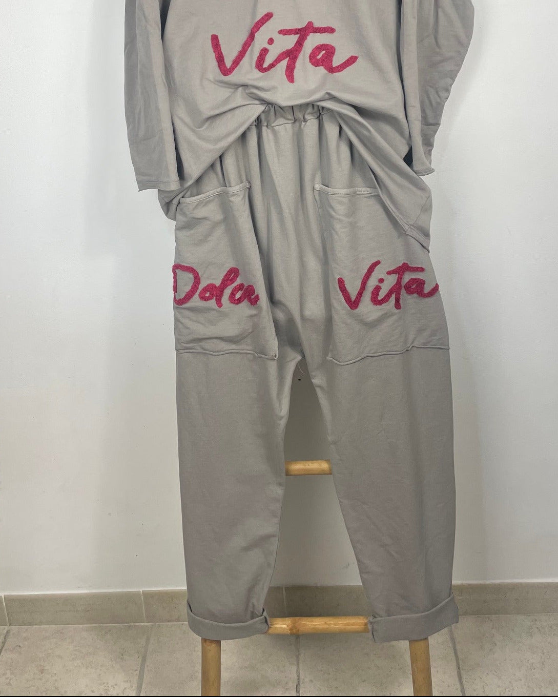 Jogging Dolce Vita – coton doux & lettering fuchsia
