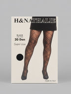 Collants 20 deniers noir motif quadrillé grande taille XXL XXXL