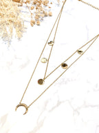 Photo source du collier doré Lune double rang.