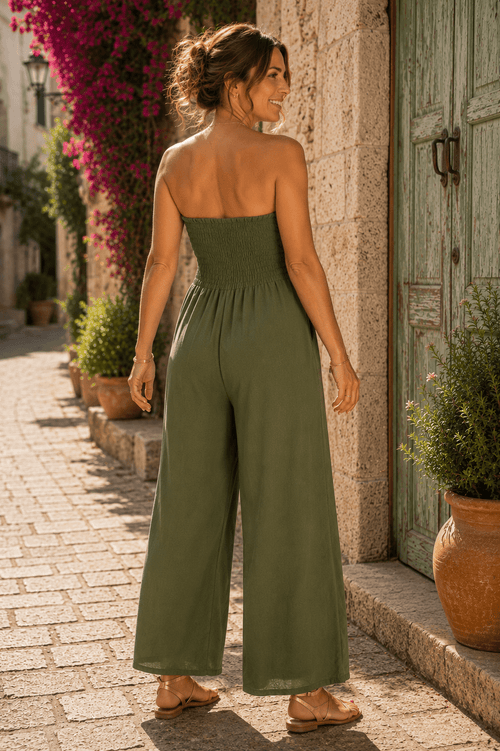 Combi bustier fluide kaki — jambes larges - Mam’s Ailes