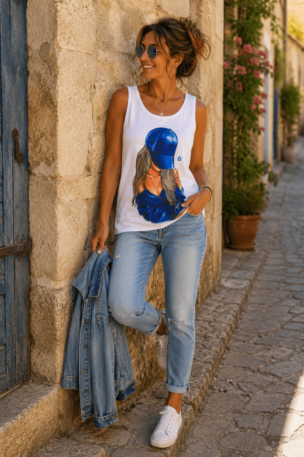 Débardeur Blue - Fille à Casquette - Mam’s Ailes