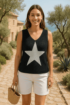 Débardeur Crochet Irisé Étoile - Élégance Brillante en Crochet - Mam’s Ailes