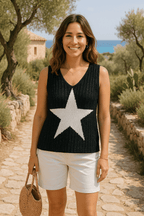 Débardeur Crochet Irisé Étoile - Élégance Brillante en Crochet - Mam’s Ailes