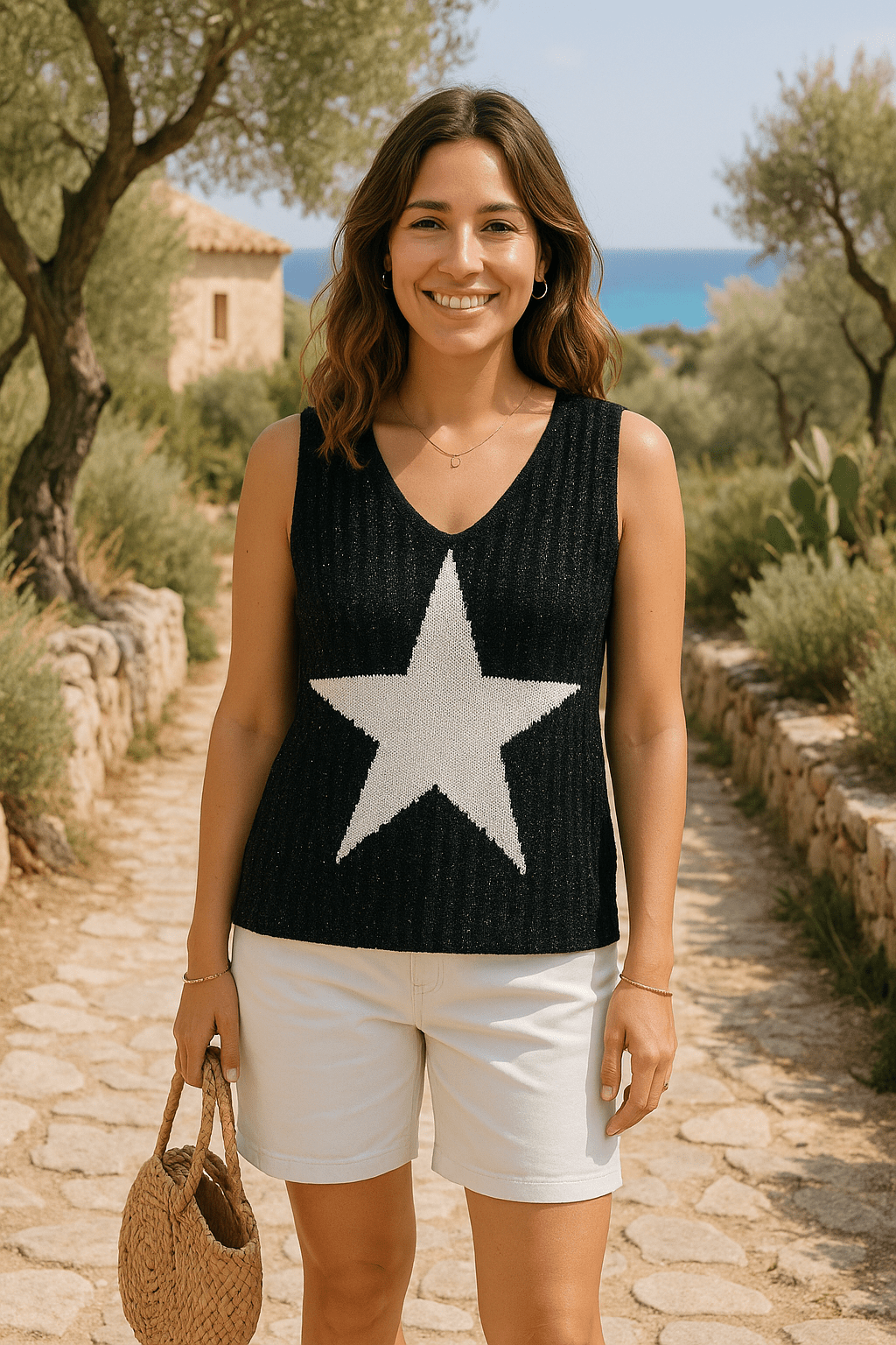 Débardeur Crochet Irisé Étoile - Élégance Brillante en Crochet - Mam’s Ailes