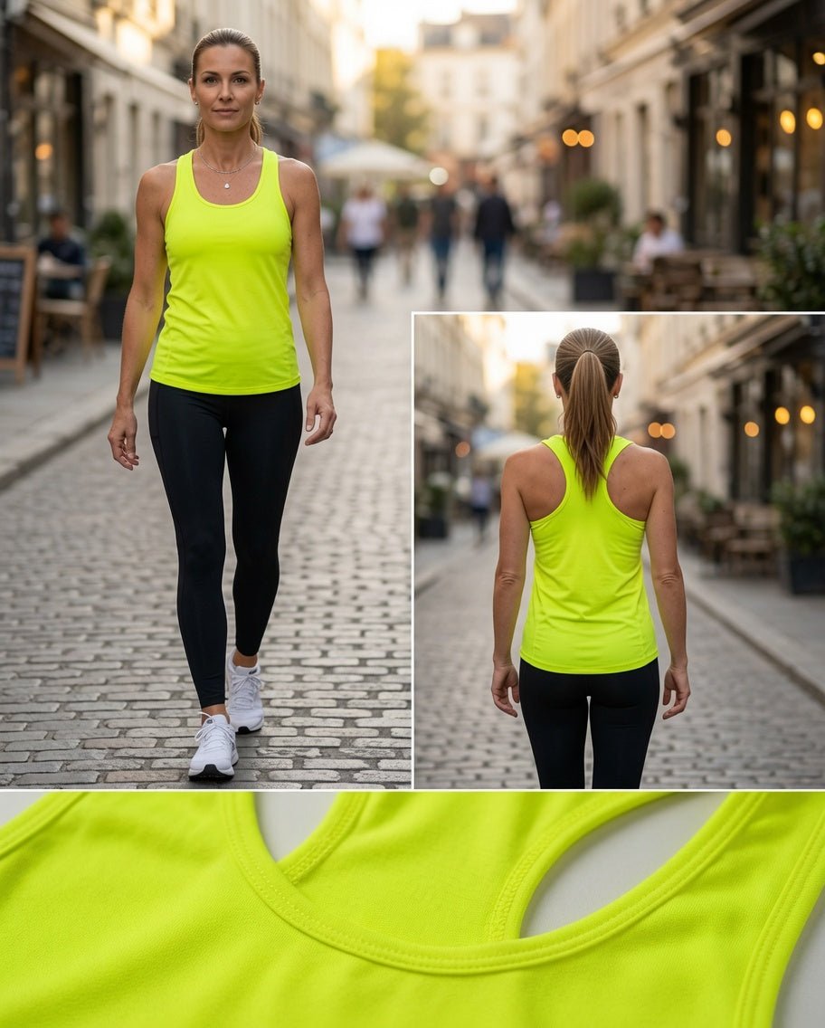 Débardeur Fluo, vues de face et de dos