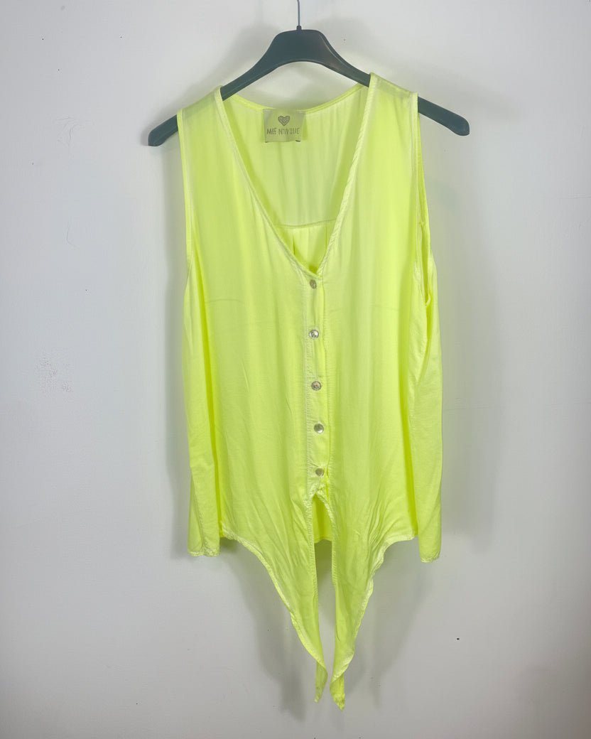 Débardeur fluide fluo made in Italy avec boutons sur le devant
