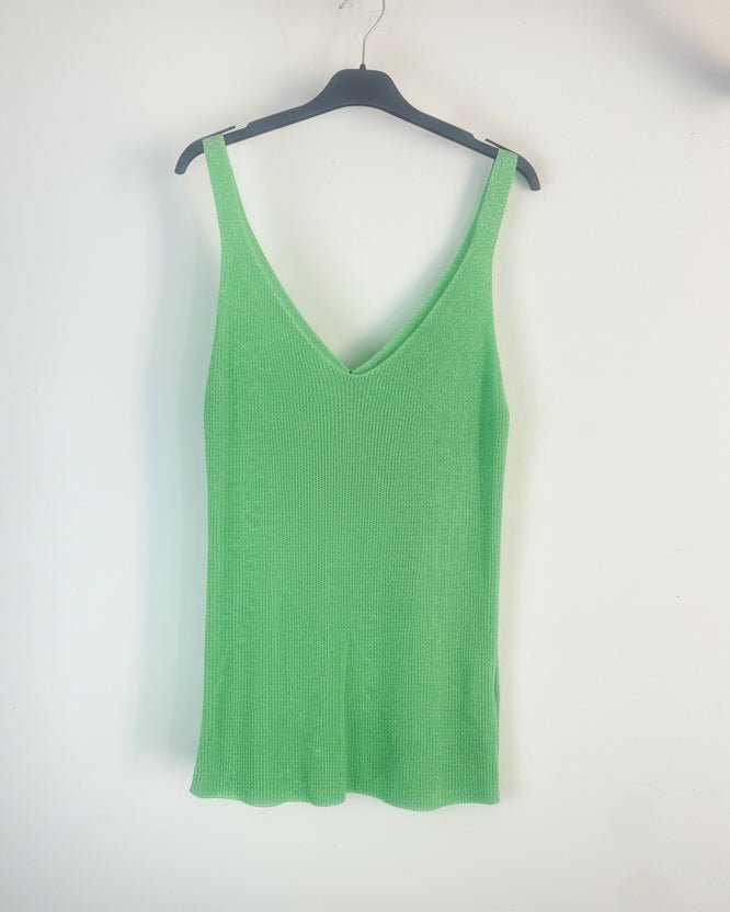 Débardeur Maille Lurex Vert Pomme – Touche Brillante - 36/42 - Mam’s Ailes