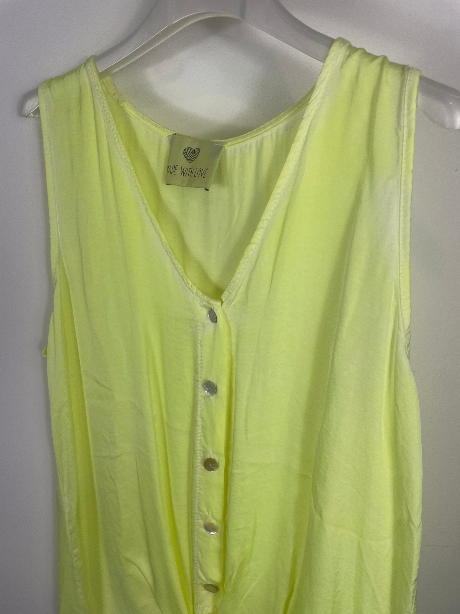 Haut du débardeur jaune fluo vec effet délavé