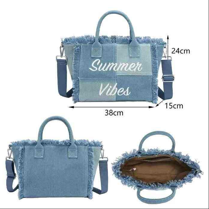 details mesures et nterieur du sac en jean summer vibes