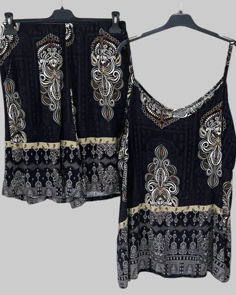 Ensemble Bohème Léger Top Ample & Short — Made in Italy - Mam’s AilesNoir