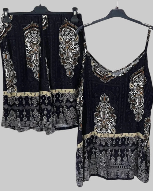 Ensemble Bohème Léger Top Ample & Short — Made in Italy - Mam’s AilesNoir