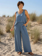 Ensemble Léa bleu jean en viscose, vue d’ensemble