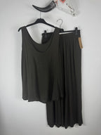 Ensemble Léa chocolat avec top trapèze et pantalon fluide