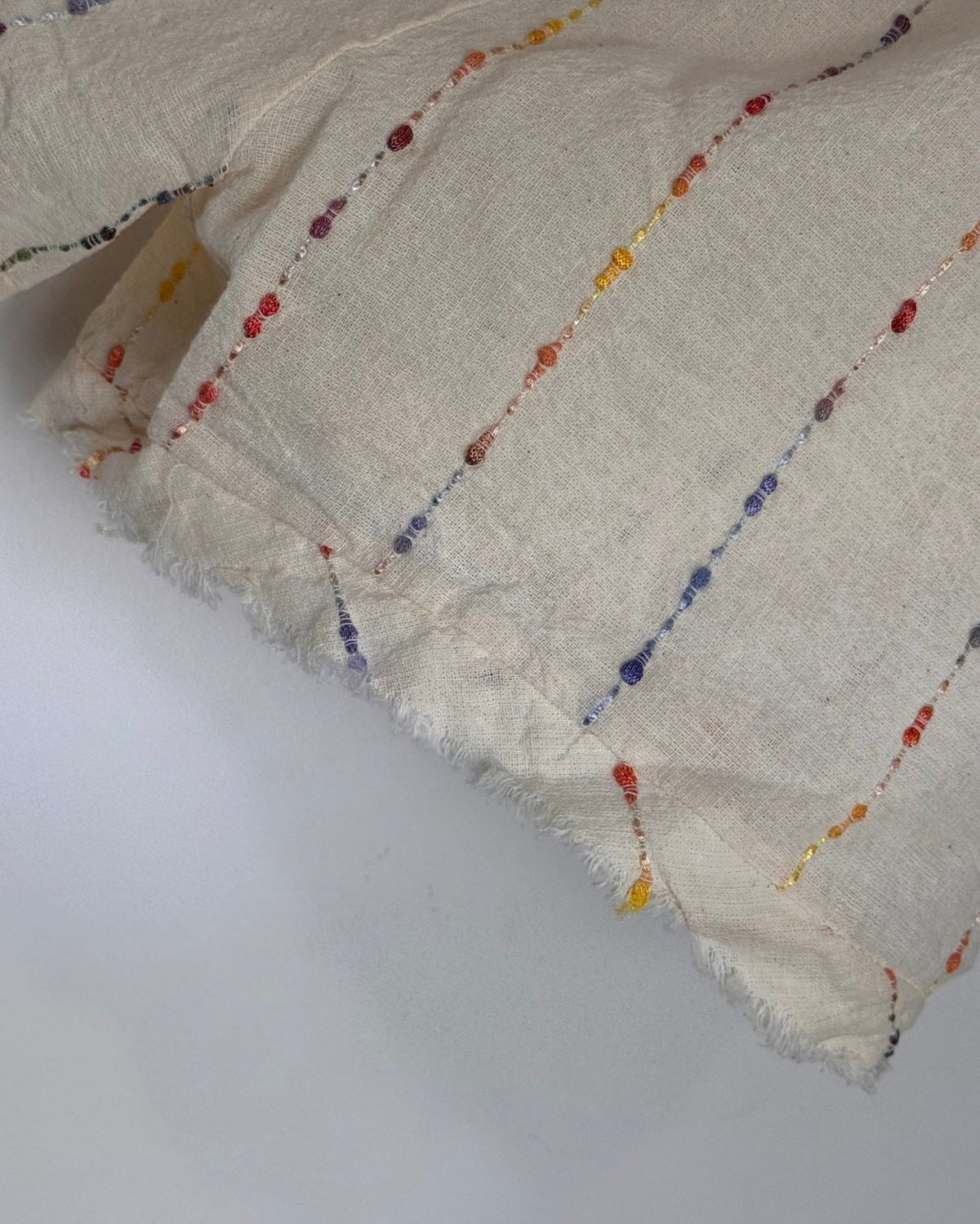 Détail de la matière lin et coton de l’ensemble Livia