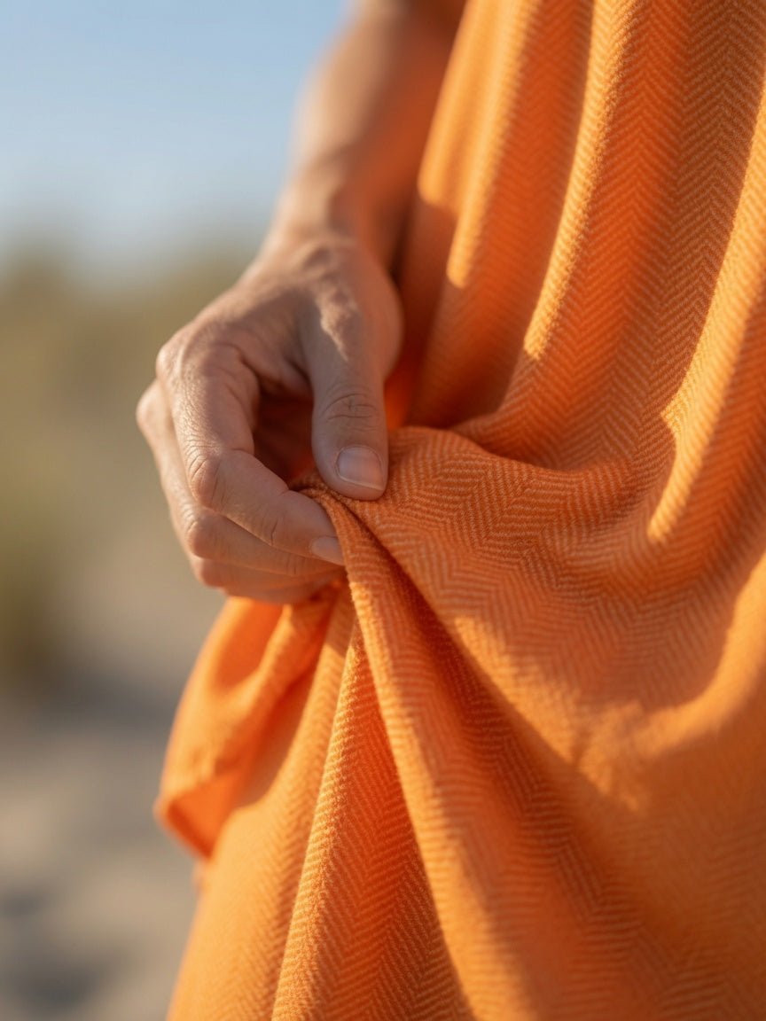 Ensemble Nora : gros plan sur la viscose et le motif ton sur ton