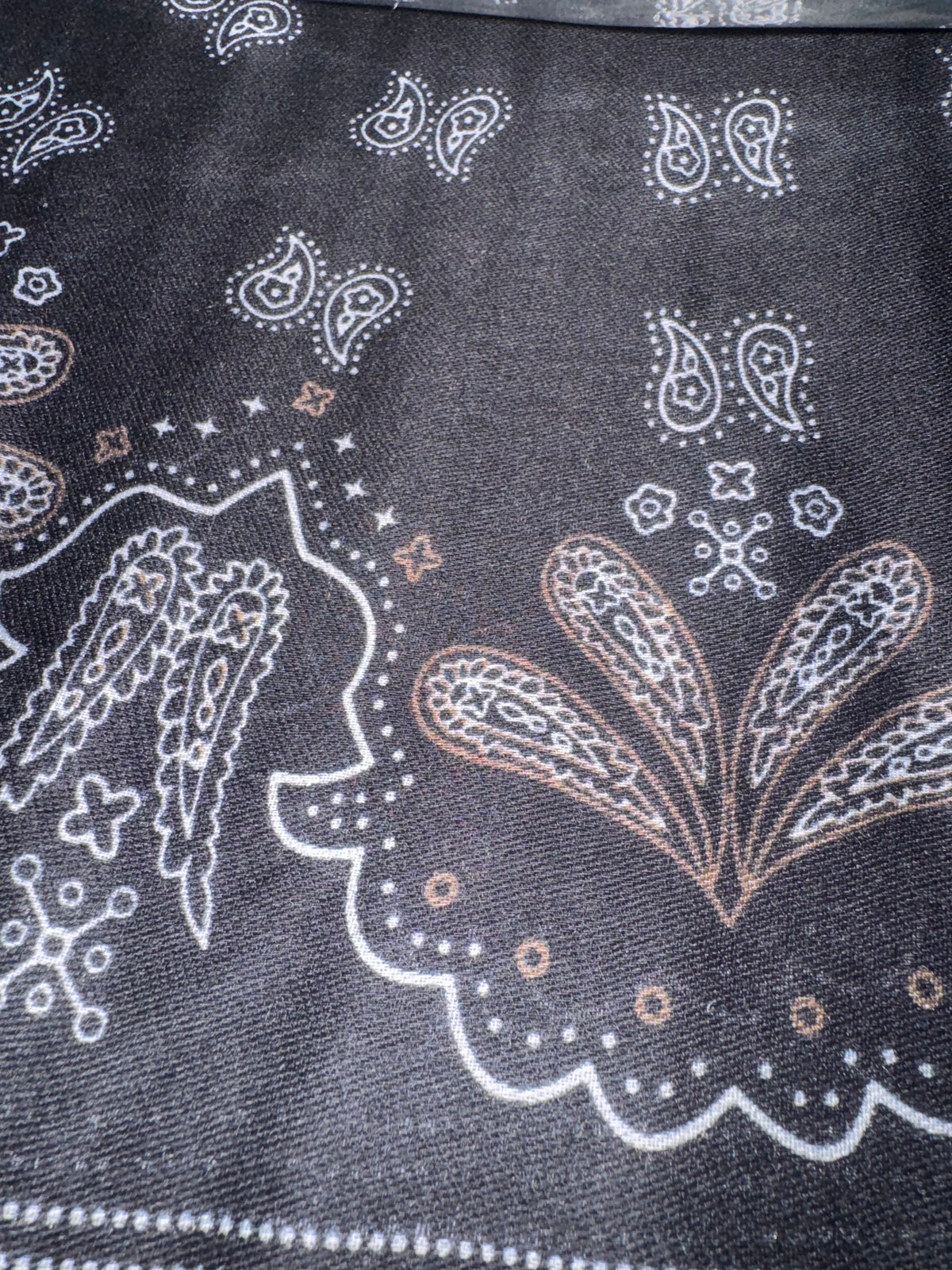 Détail sombre du foulard Roma avec motifs cachemire contrastants