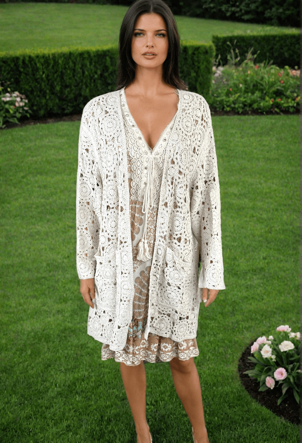Gilet Long en Crochet Bohème - Chic – Élégance et Confort pour l'Été - Mam’s Ailes