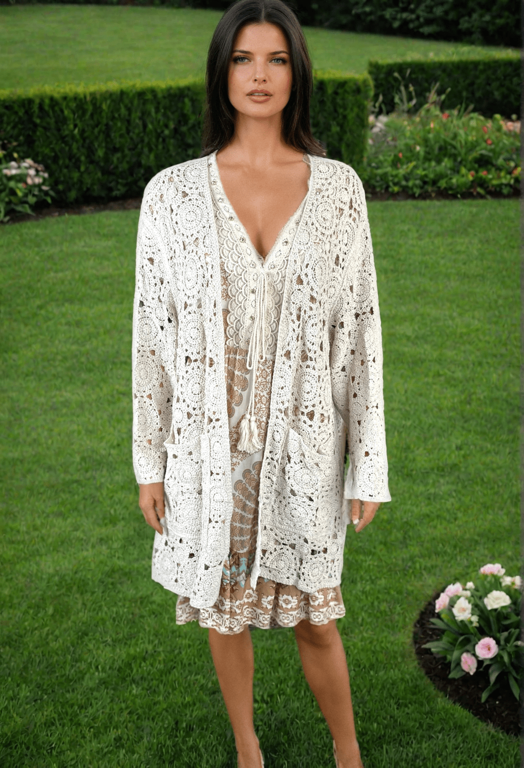 Gilet Long en Crochet Bohème - Chic – Élégance et Confort pour l'Été - Mam’s Ailes