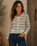 Gilet Romy rayé à boutons dorés, vue de face
