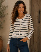 Gilet Romy rayé à boutons dorés, vue de face
