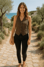 Gilet Sans Manches Léopard Pailleté - Mam’s Ailes