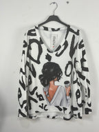 Haut Giada femme à illustration Girl Love Café, vue réelle 1