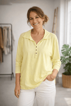 Haut Manches Longues Col Polo Léger – Basique Chic & Confortable - Mam’s Ailes