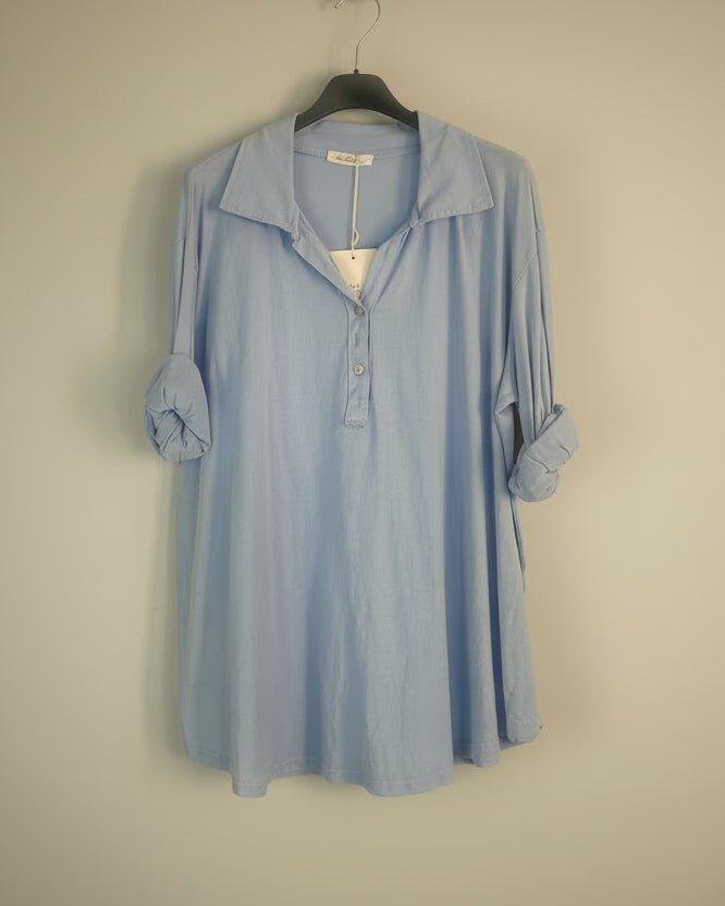 Haut Manches Longues Col Polo Léger – Basique Chic & Confortable - Mam’s Ailes