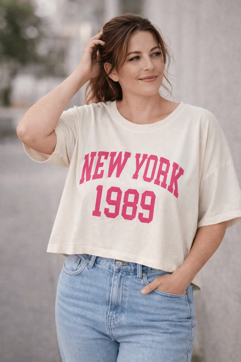 Haut Oversize New York 1989 – Inscription Rose Fuchsia – Made in Italy – Jusqu'au 46 - Mam’s Ailes