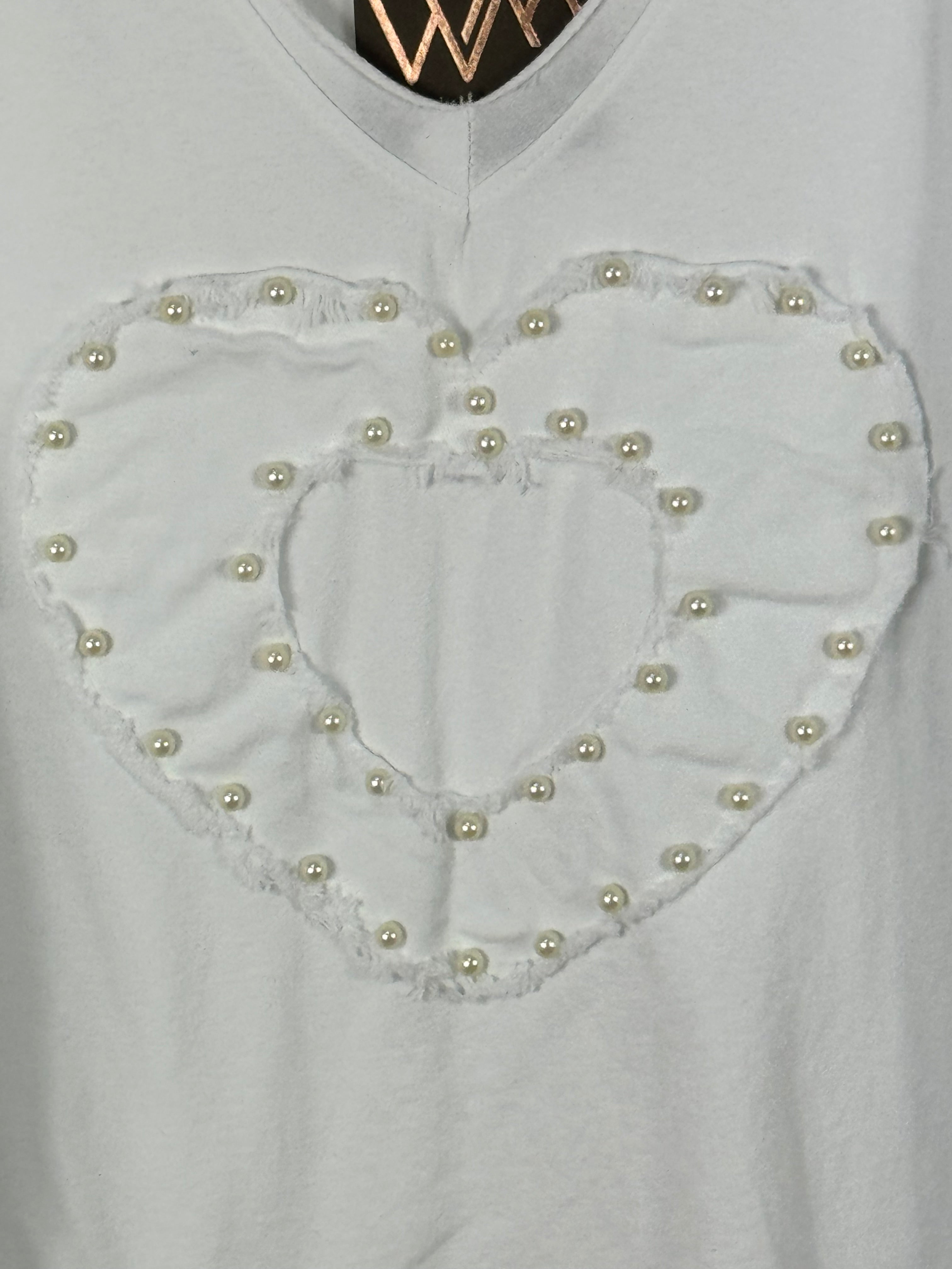 Haut Perla détail du cœur en tissu et des perles décoratives – Mam’s Ailes