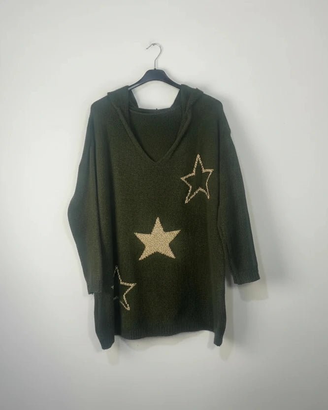 Hoodie Stella kaki à capuche, vue sur cintre