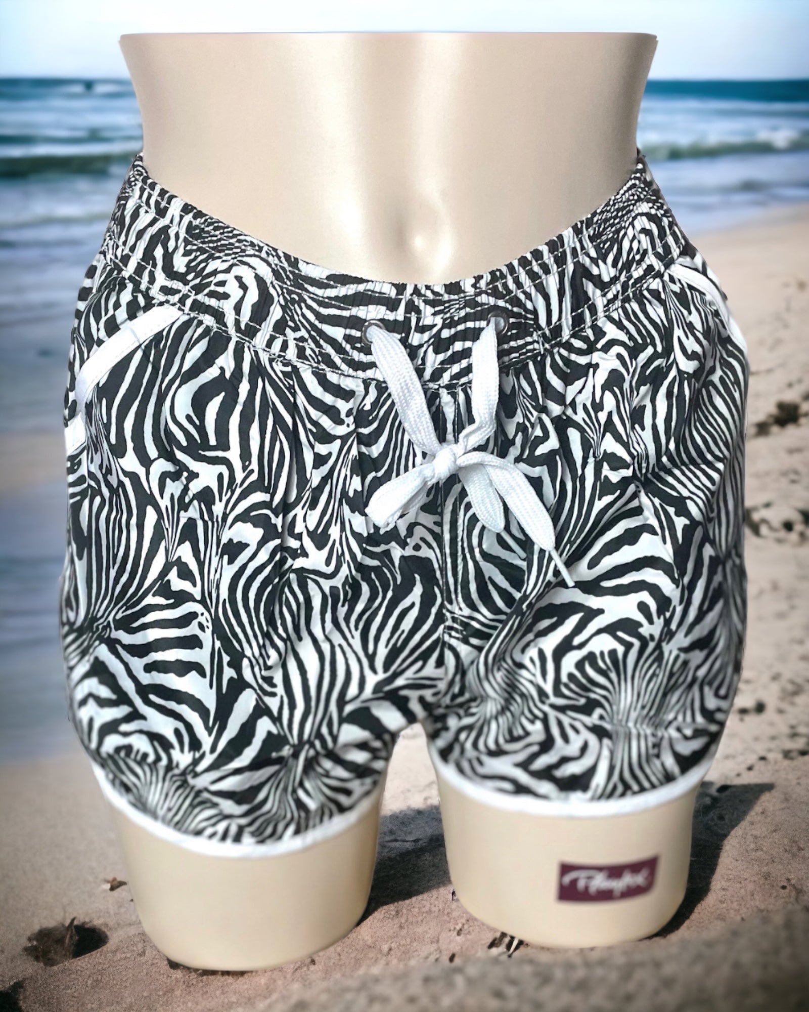 Short de plage fluo à motif zèbre, disponible du M au XXXL