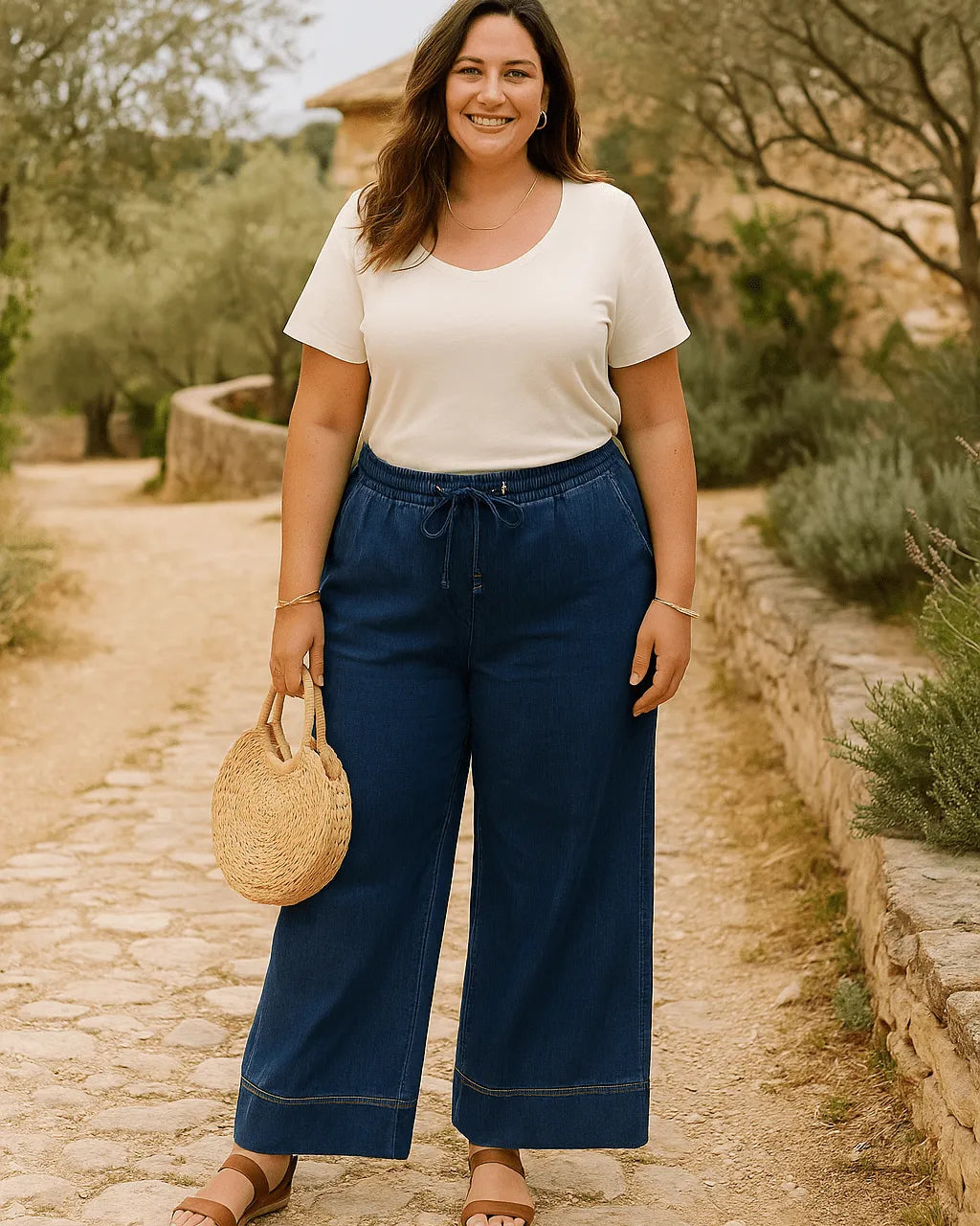 Jean large confortable femme, denim fluide adapté du 38 au 46/48