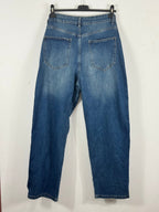 Dos réel du jean-jupe Alessia S.Woman en denim bleu avec deux poches plaquées