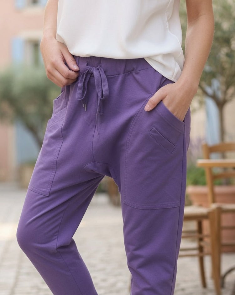 Détail des poches avant du jogging Maéva violet