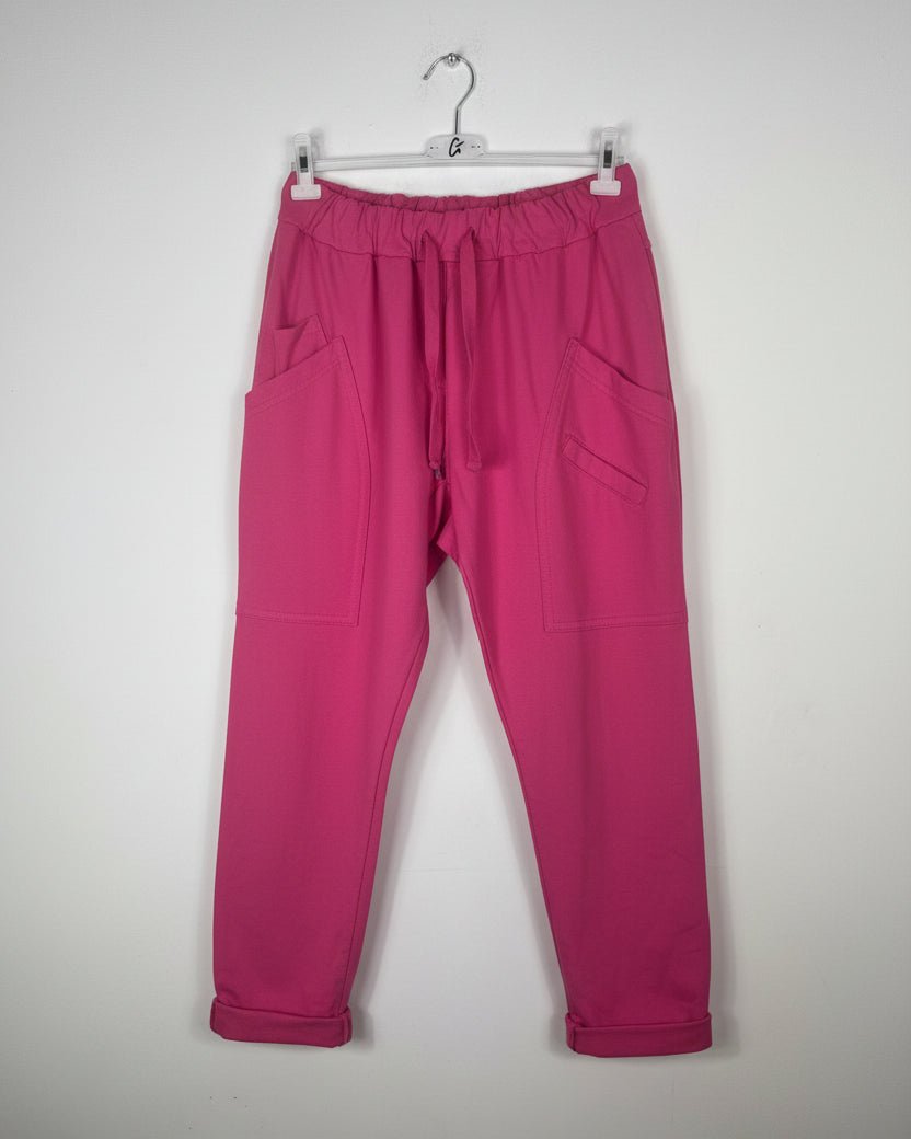 Jogging Maéva fuchsia en coton, vue sur cintre