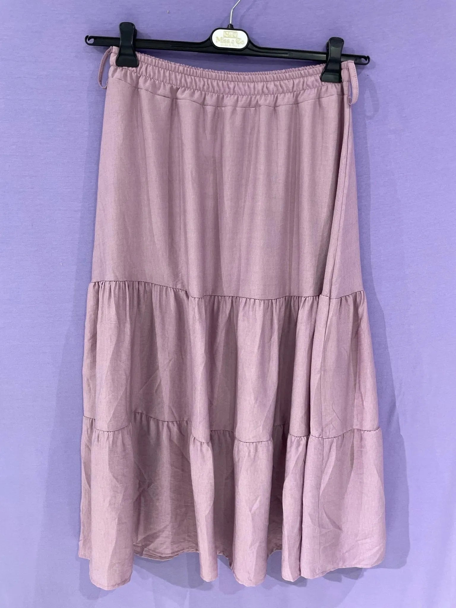 Jupe longue rose à volants aériens, longueur 90 cm, style bohème chic
