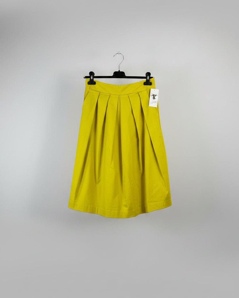 Jupe Magique anis femme fluide avec plis et taille élastiquée, vue de face