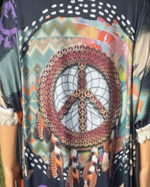 Kimono Long Bohème Imprimé — Grande Taille Jusqu’au 54 - Mam’s Ailes