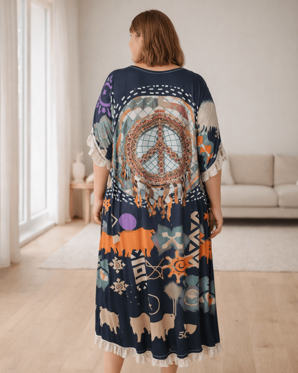 Kimono Long Bohème Imprimé — Grande Taille Jusqu’au 54 - Mam’s Ailes