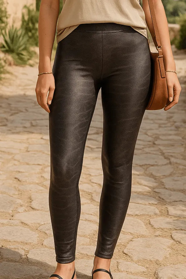 Legging Effet Simili Léopard Anthracite & Noir - Mam’s Ailes