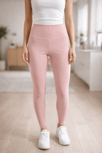 Legging sport gainant rose effet ventre plat nylon 97 cm